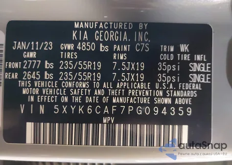 2023 Kia Sportage X-Line из США, поврежденный, VIN 5XYK6CAF7PG094359